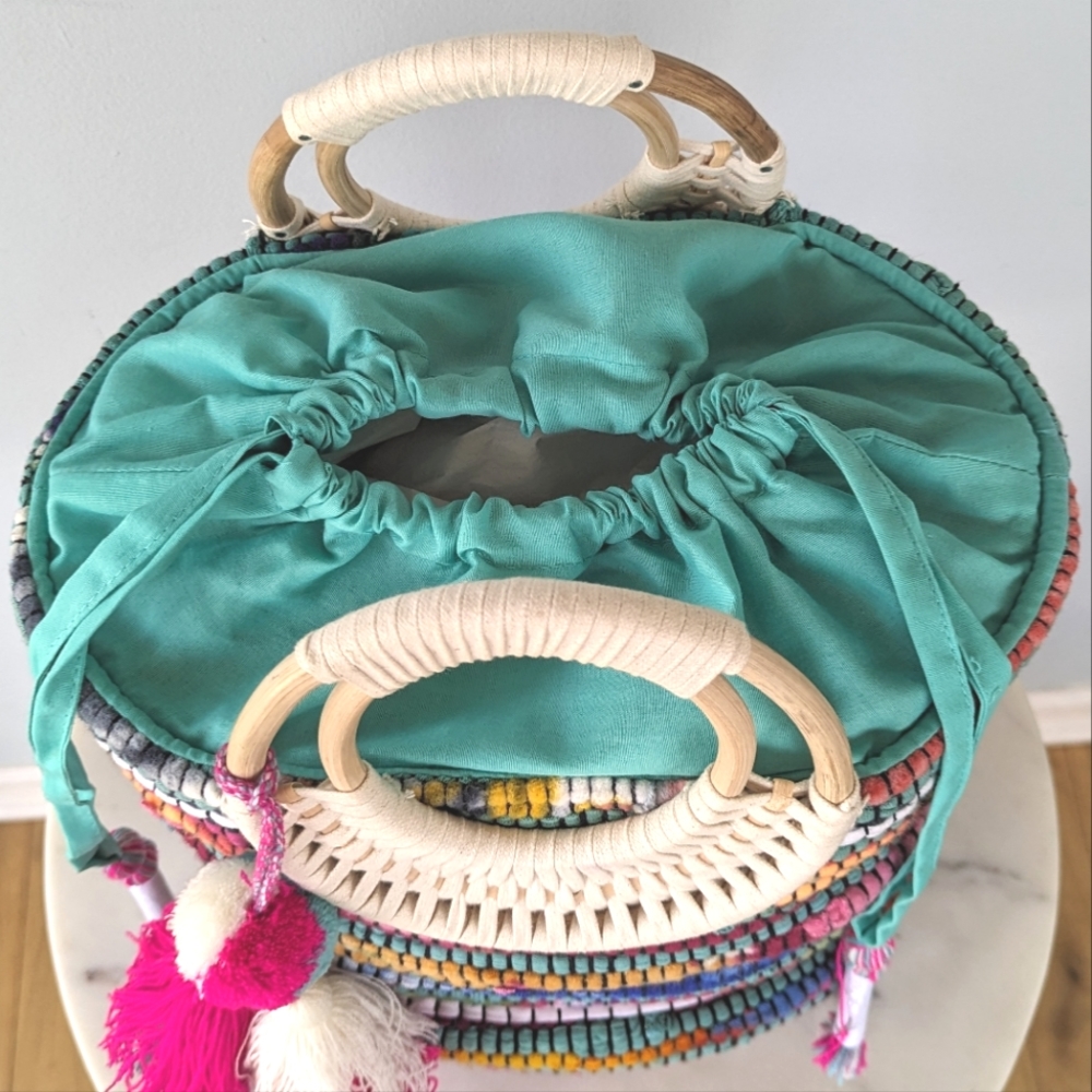 Francesca's Collections Grendaline Woven Colorful Summer Bamboo Tote Bag - Picture 11 of 13